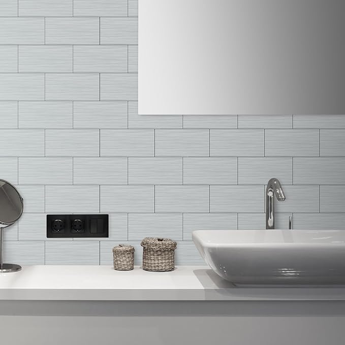 AULIGET 20-Piece Brushed Metal Peel and Stick Backsplash Tile, Laundry Room - Image 5