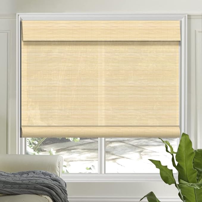 Letau No Drill No Tools Cordless Wood Window Shades Blinds, Bamboo Light by LETAU