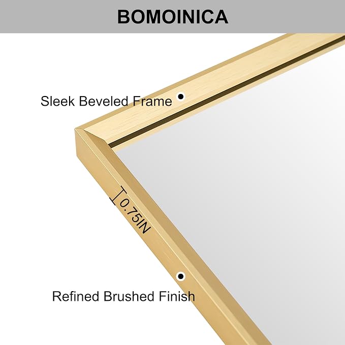 BOMINICA Brushed Gold Bathroom Mirror - Image 2