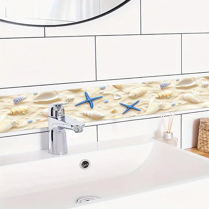 HOMETITUTE Wallpaper Border Peel and Stick Wall Border Sandy Seashell - Image 2