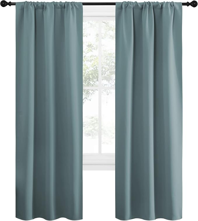 NICETOWN Greyish Blue Blackout Curtains Panels - Image 2