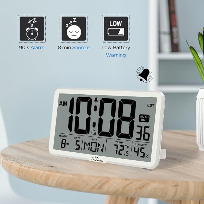 WallarGe Auto Set Digital Wall Clock Battery Operated, Desk Clocks - Image 5