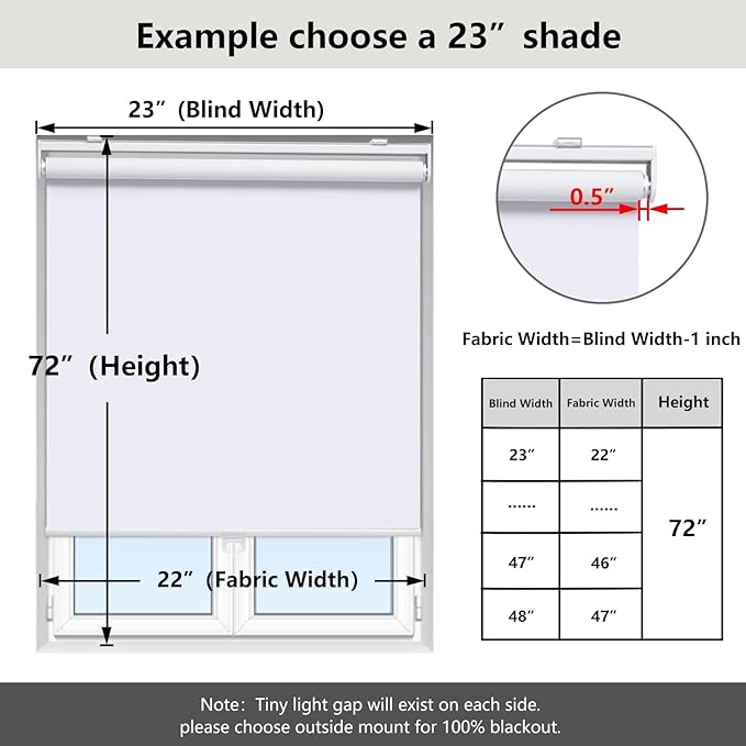 AOSKY Cordless Roller Shades Blackout Blinds - Image 3