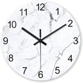 White Marble Glass Wall Clocks Battery Operated 12 Inch Abstract Decorative by Constantplanet%E6%97%97%E8%88%B0%E5%BA%97
