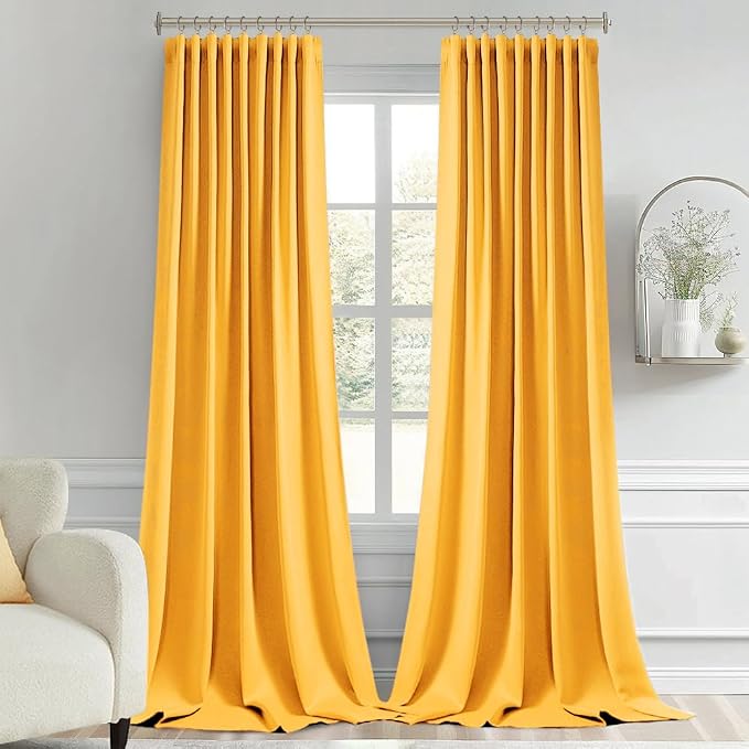 MIULEE Yellow Back Tab Blackout Curtains 102 Inch Long 2 Panels Set - Image 9