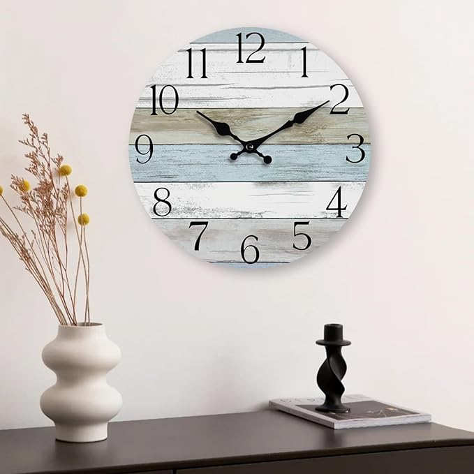Wall Clock, 10 Inch Silent Non Ticking Wall Clocks Battery Operated, Rustic - Image 8