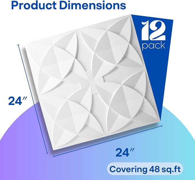 Art3d 12-Pack PVC Drop Ceiling Tiles, 2ft x 2ft, Floral Style - Image 2