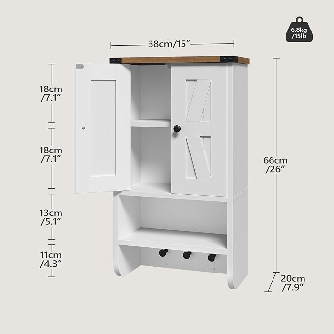 MAHANCRIS Bathroom Wall Cabinet, Farmhouse Medicine Cabinet - Image 3