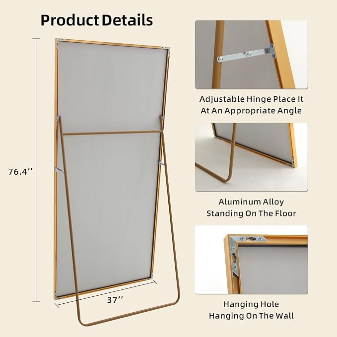 Beauty4U 76" x 37" Full Length Mirror - Image 3
