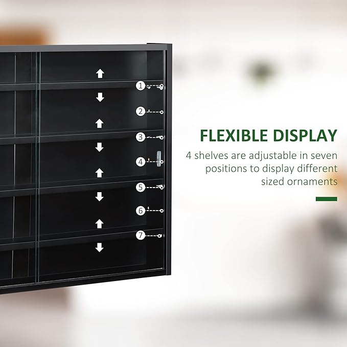 HOMCOM 5-Tier Display Cabinet, Glass Door Cabinet - Image 4