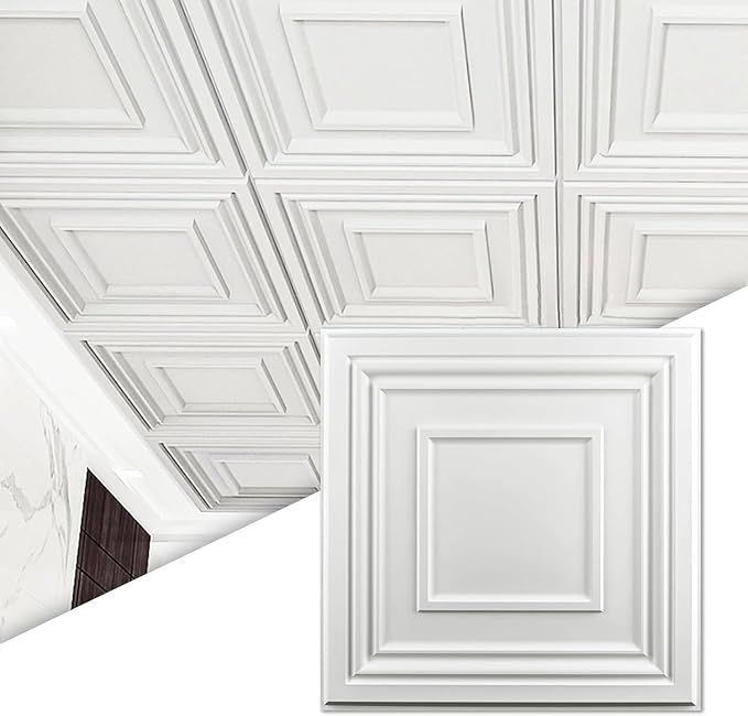 Art3d Drop Ceiling Tiles 24x24 Inch – Glue Up PVC Ceiling Tiles 2x2 Ft. by Art3d