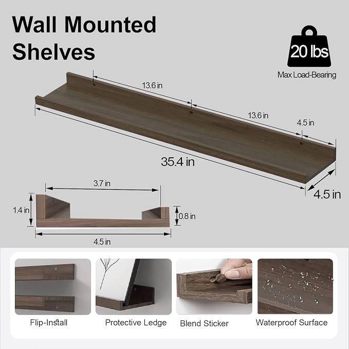 Floating Shelves for Wall Decor, Long Wall Mounted Storage Shelf for Bedroom - Image 3
