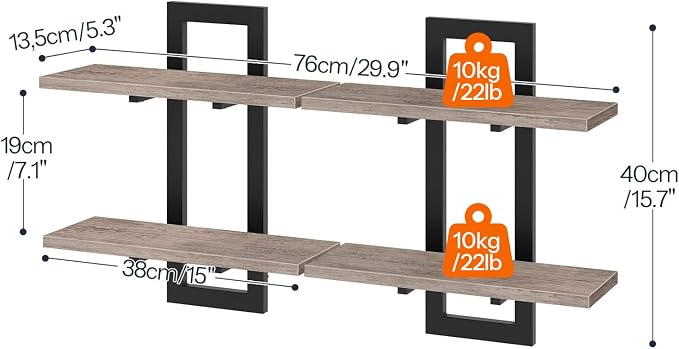 HOOBRO Floating Shelves, 15 Inch Wall Shelf Set of 2, Wall Mounted Storage - Image 2