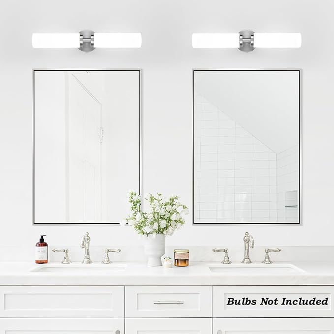 Wall Sconces Set of Two, Brushed Nickel Gold Bathroom Sconces Wall Lighting - Image 8