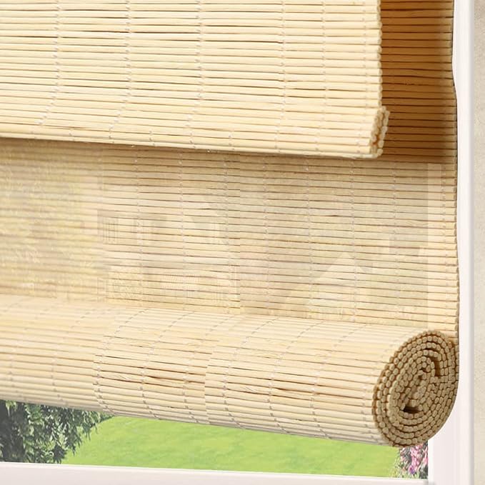 Letau No Drill No Tools Cordless Wood Window Shades Blinds, Bamboo Light - Image 2