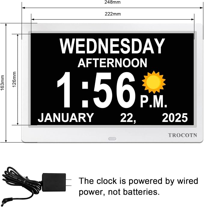 TROCOTN Dementia Clocks, Large Display Calendar Alarm Clock - Image 2