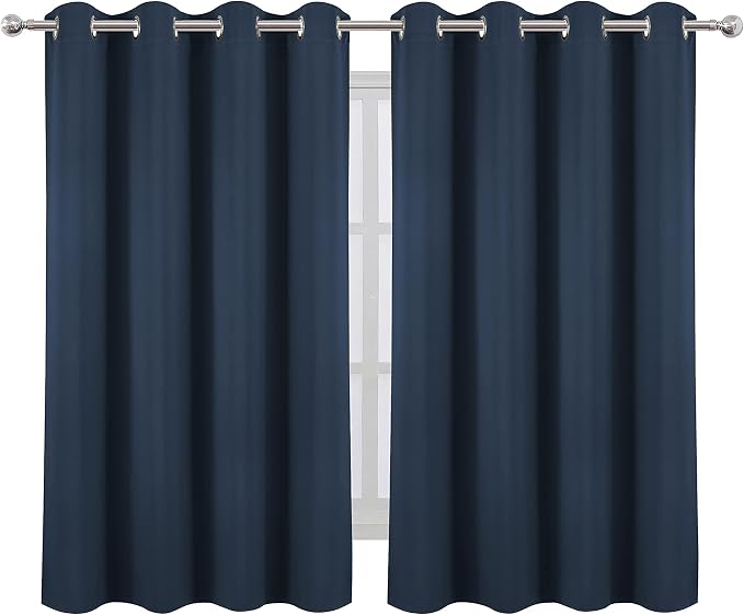 LEMOMO Navy Blue Blackout Curtains/52 x 45 Inch/Set of 2 Panels Room Darkening - Image 2