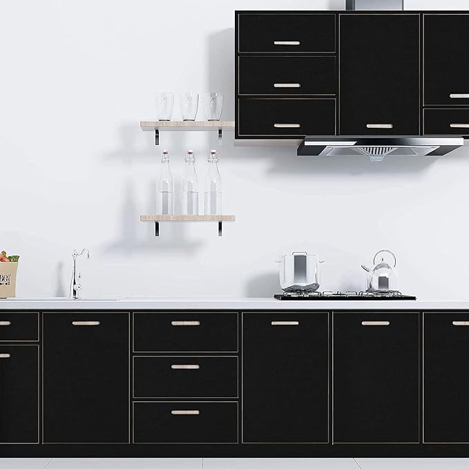 practicalWs 35.4 in x118 in Black Wallpaper Peel and Stick Wallpaper Shelf - Image 4