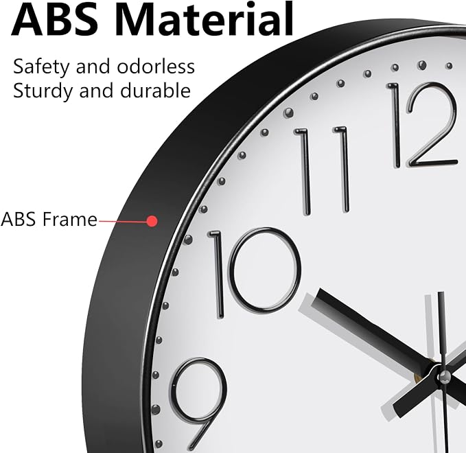 Wall Clock, Silent Wall Clocks Battery Operated 10 Inch Modern Non Ticking - Image 7