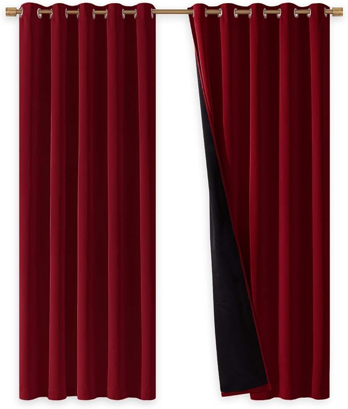 NICETOWN 100% Blackout Window Curtain Panels, Burgundy Red, Cold and Full Light by NICETOWN