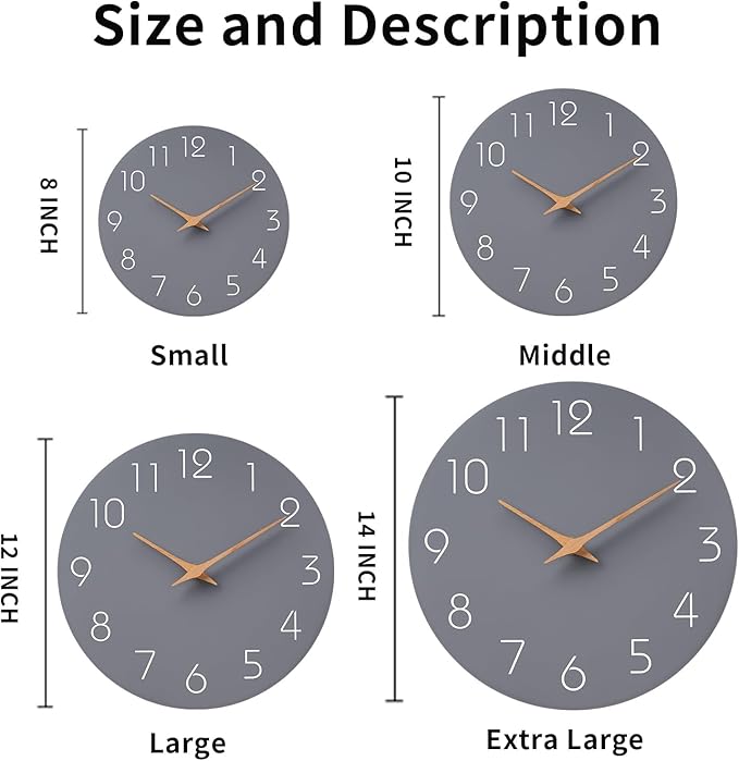 Mosewa Wall Clock Silent Non Ticking Decorative - Image 3