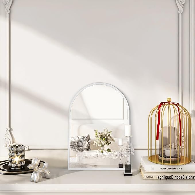 Arched Wall Mirror Bathroom Mirror Brushed Metal Vanity Wall Mounted Mirrors - Image 4