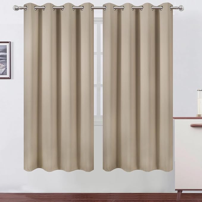 LEMOMO Khaki Thermal Blackout Curtains/52 x 72 Inch/Set of 2 Panels Room by Lemomo