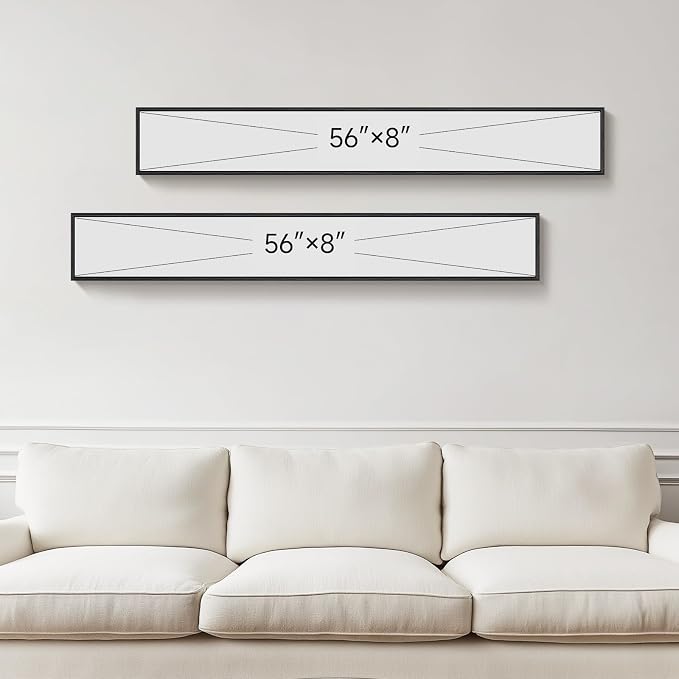 Large Framed Long Narrow Vertical Neutral Abstract Wall Art Set of 2, - Image 8