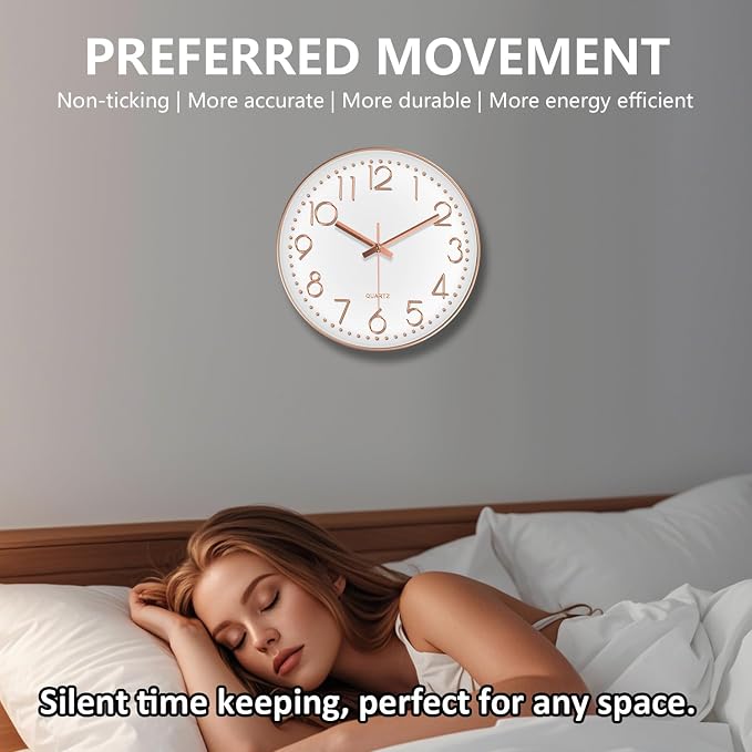 Silent Wall Clocks Battery Operated 8 Inch, Analog Wall Clock - Image 4