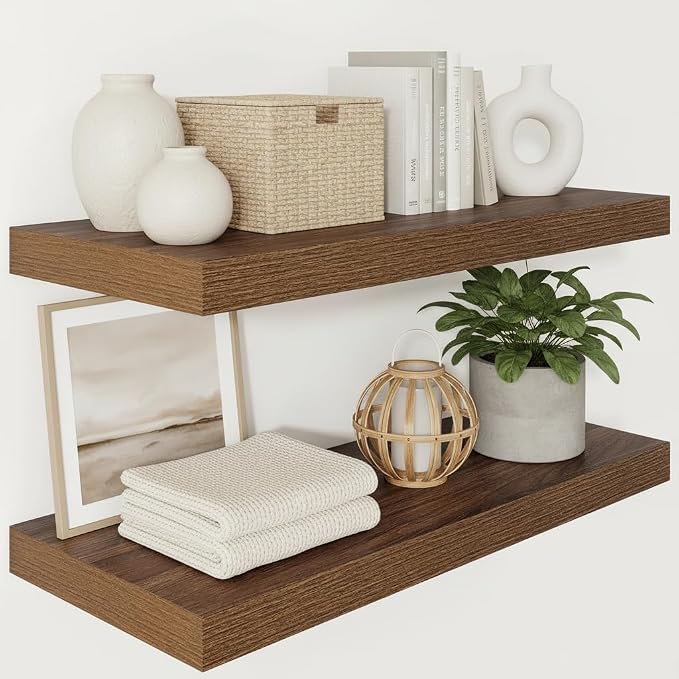 Vivelove Wide Floating Shelves for Wall 12 Inch Deep, 2 Inch Thick Shelf for by VIVELOVE
