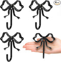 4 PCS Large Size Black Bow Wall Hook, Metal Hooks, Bow Room Decor Hooks by XHIPY