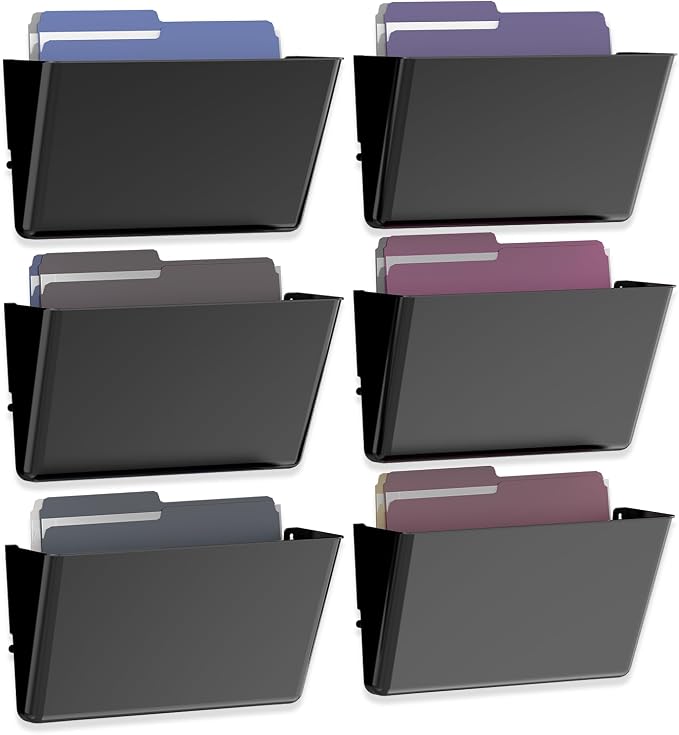 MINDEPOT 6 Pockets Acrylic Wall File Organizer, Plastic Hanging Wall File Holder - Image 8