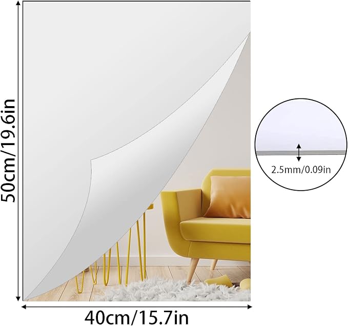 Acrylic Mirror Sheet for Wall, 15.7" x 19.6" Large Rectangular Mirror Tiles - Image 2