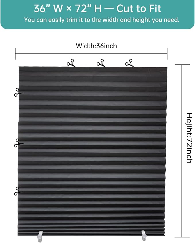 Changshade 6 Pack Temporary Shades, Pleated Paper Blinds - Image 3