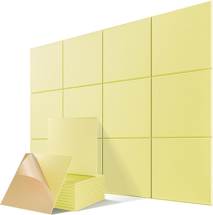 12 Pack Self-Adhesive Acoustic Panels, Soundproof Wall Panels by Lebenforce