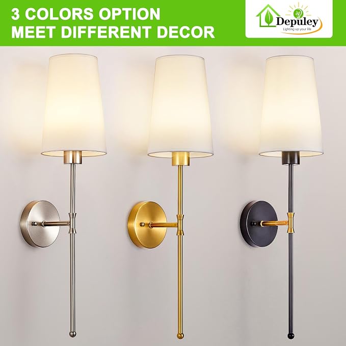 Depuley Battery Operated Wall Sconce: 27" Set of 2 Wireless Wall Lights - Image 7