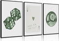 BOKPEN Green Poker Dice Canvas Wall Art Funky Y2K Trendy Preppy Pictures Lucky by bokpen