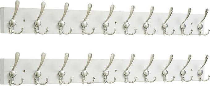 SKOLOO Creations White Solid Wood Wall Mounted Coat Rack, 10 Hooks, 38-1/8" Long by SKOLOO