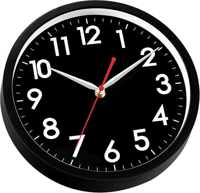 AKCISOT Wall Clock Modern Black Silent Non Ticking Wall Clocks Battery Operated - Image 3