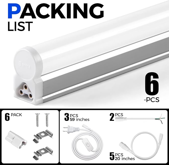 Barrina 6 Pack LED T5 Integrated Single Fixture 1FT, Linkable Under Cabinet - Image 8