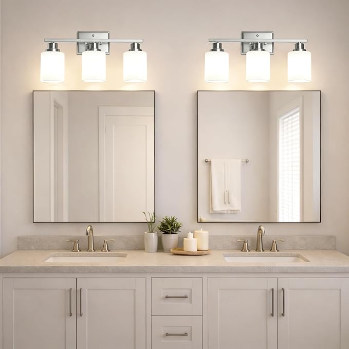 Unicozin 3-Light Bathroom Light Fixtures, Modern Brushed Nickel Vanity Light - Image 9