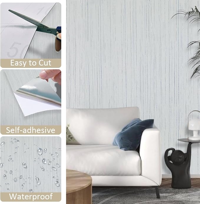 Beige Grey Grasscloth Peel and Stick Wallpaper 15.74" X 118.11" Boho Textured - Image 9