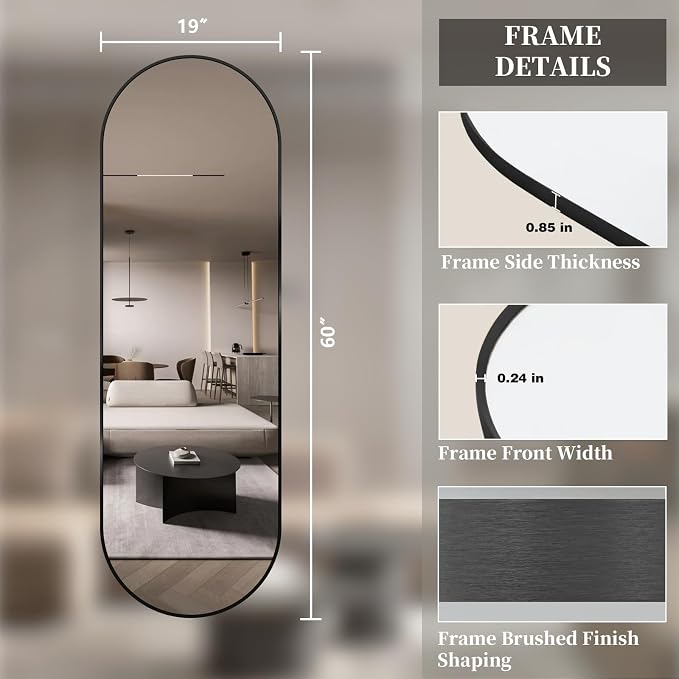 Oval Full Length Mirror, Ultra-Clear Explosion-Proof, Simple and Classic Deco - Image 8
