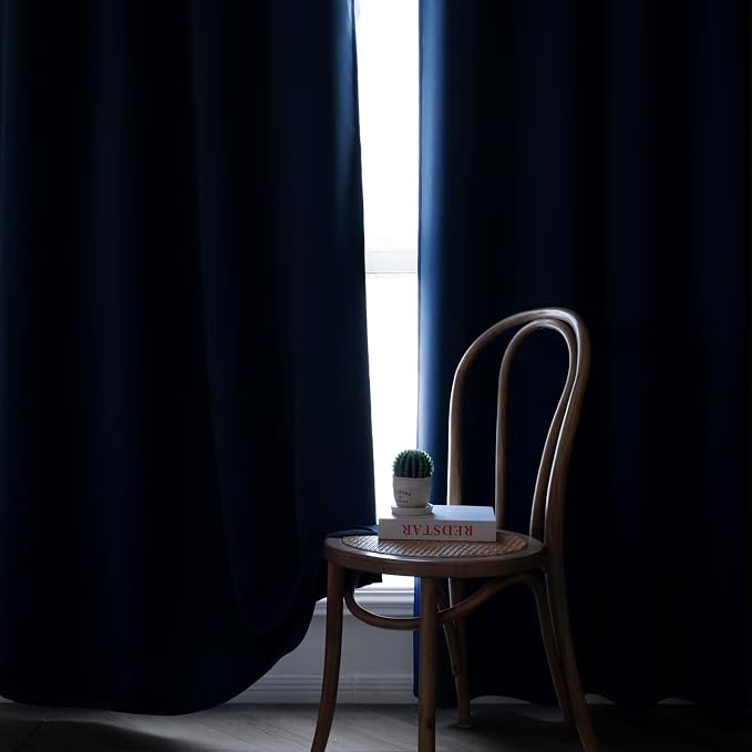 IGEMAEVE Navy Blue Blackout Curtains 96 Inch Length 2 Panels Set, Grommet - Image 6