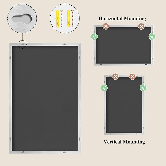Koonmi Silver Rectangle Wall Mirror, 24x32 Inch Bathroom Mirror, Aluminum Frame - Image 8