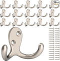 IBosins 16 Pack Heavy Duty Double Prong Coat Hooks Wall Mounted by IBosins