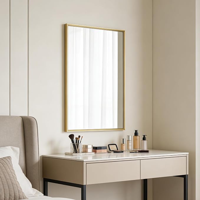 BOMINICA Brushed Gold Bathroom Mirror - Image 7