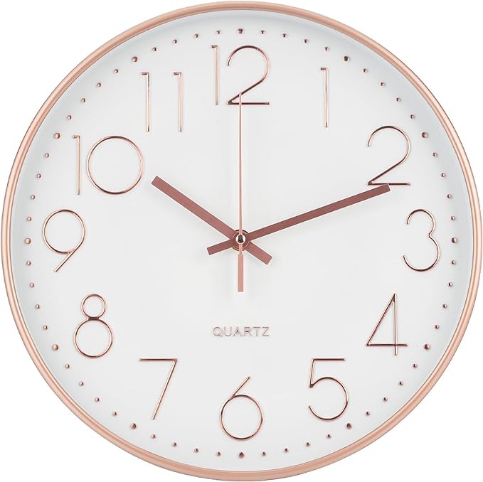 Wall Clock 10 Inch Non-Ticking Silent Modern Simple Style Round Decor Clock by BAKBRAND