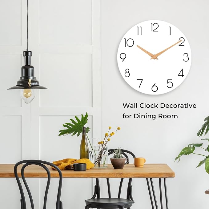 cicininc Wall Clock, 10 Inch Wooden Silent Non-Ticking, Decorative Battery - Image 6