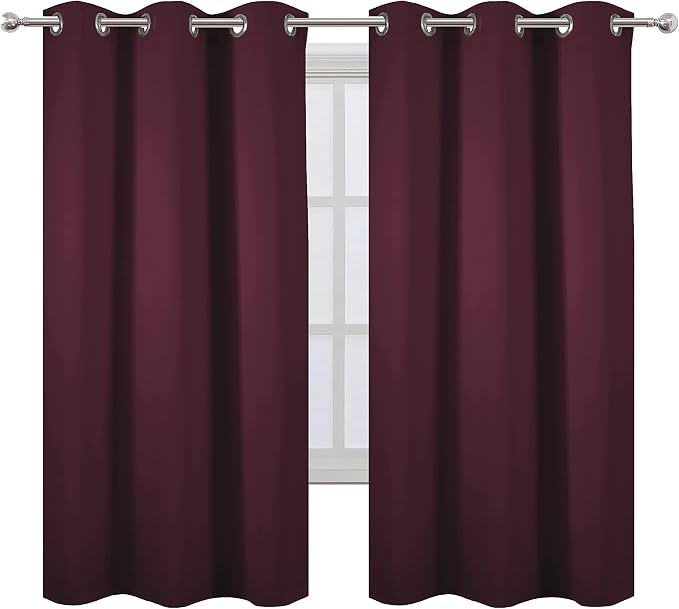 LEMOMO Burgundy Red Thermal Blackout Curtains/38 x 63 Inch/Set of 2 Panels Room - Image 2